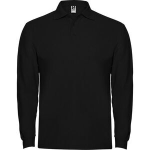 Roly Mens Estrella Long-Sleeved Polo Shirt / Solid Black